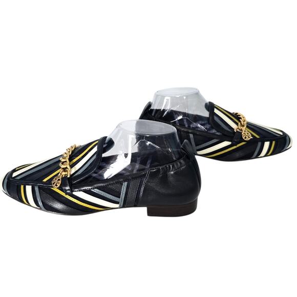 Tory Burch Jessa Stripe Mesh Loafer In Perfect Navy Multi Gold Chain Not Worn 9 - Picture 3 of 11